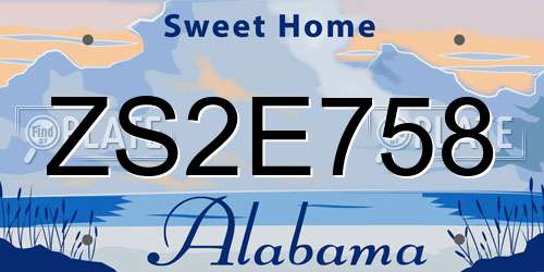 ZS2E758 Alabama License Plate