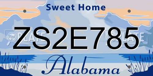 ZS2E785 Alabama License Plate