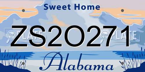 ZS2O271 Alabama License Plate