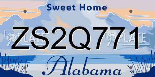 ZS2Q771 Alabama License Plate
