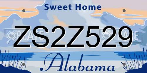 ZS2Z529 Alabama License Plate