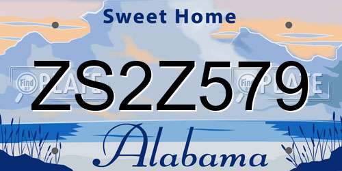 ZS2Z579 Alabama License Plate