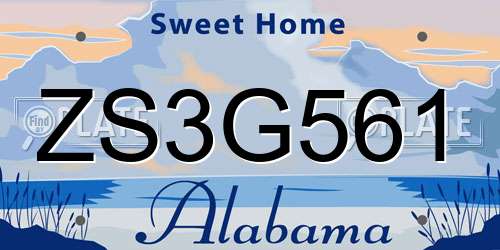 ZS3G561 Alabama License Plate