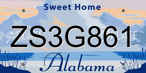 ZS3G861 Alabama License Plate