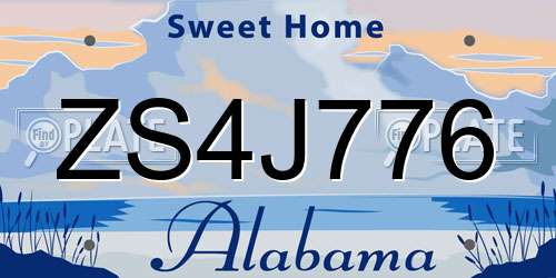 ZS4J776 Alabama License Plate