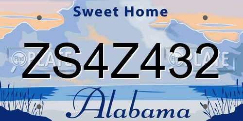 ZS4Z432 Alabama License Plate
