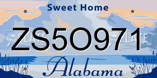 ZS5O971 Alabama License Plate