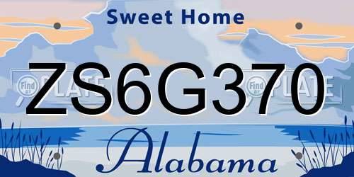 ZS6G370 Alabama License Plate