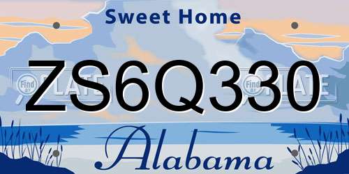 ZS6Q330 Alabama License Plate