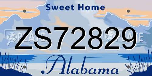 ZS72829 Alabama License Plate