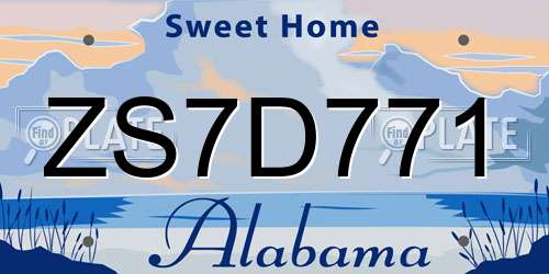 ZS7D771 Alabama License Plate