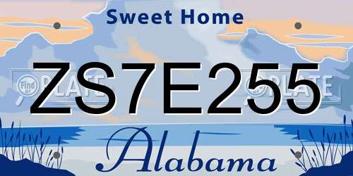 ZS7E255 Alabama License Plate