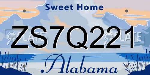ZS7Q221 Alabama License Plate