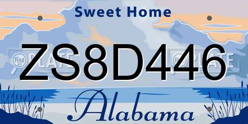 ZS8D446 Alabama License Plate