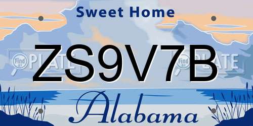 ZS9V7B Alabama License Plate
