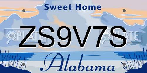 ZS9V7S Alabama License Plate