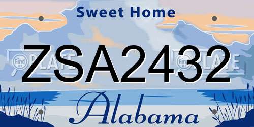 ZSA2432 Alabama License Plate