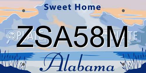 ZSA58M Alabama License Plate