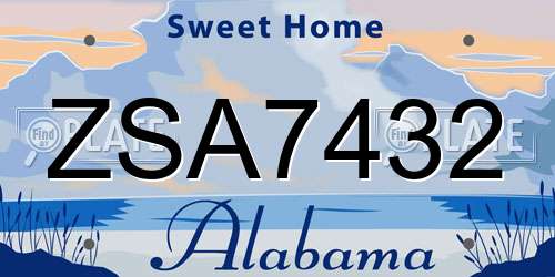 ZSA7432 Alabama License Plate