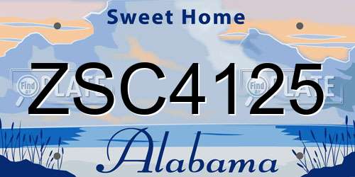 ZSC4125 Alabama License Plate