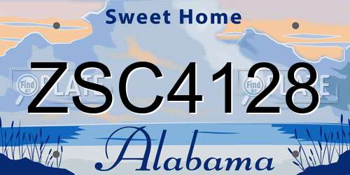 ZSC4128 Alabama License Plate