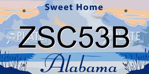 ZSC53B Alabama License Plate