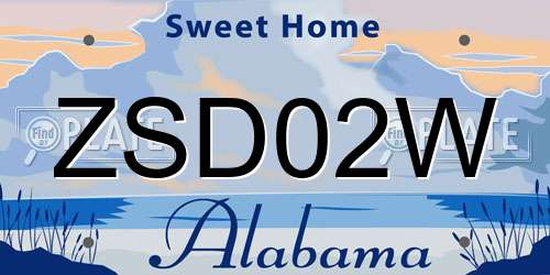 ZSD02W Alabama License Plate