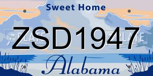 ZSD1947 Alabama License Plate