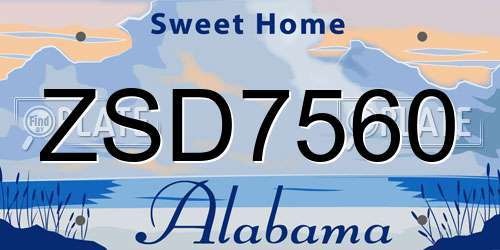 ZSD7560 Alabama License Plate