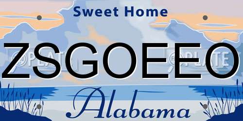 ZSGOEEO Alabama License Plate
