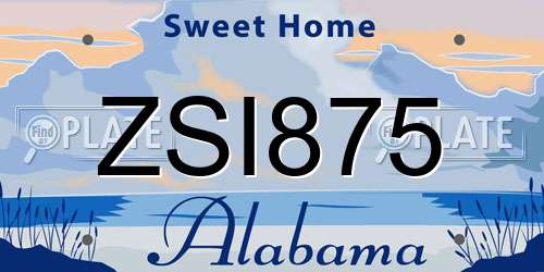 ZSI875 Alabama License Plate