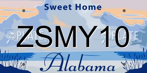 ZSMY10 Alabama License Plate
