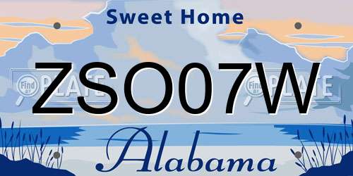 ZSO07W Alabama License Plate
