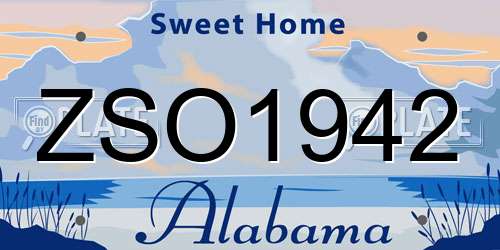 ZSO1942 Alabama License Plate