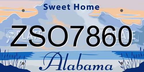 ZSO7860 Alabama License Plate