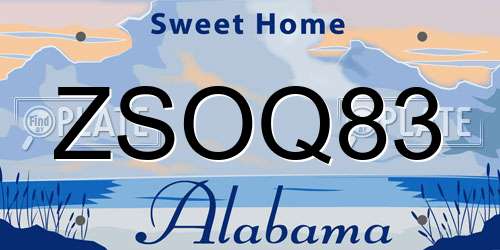 ZSOQ83 Alabama License Plate