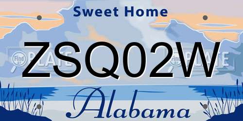 ZSQ02W Alabama License Plate