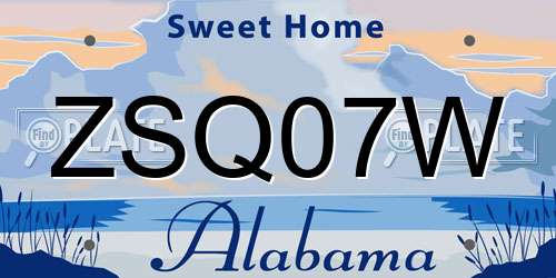 ZSQ07W Alabama License Plate