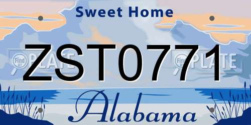 ZST0771 Alabama License Plate
