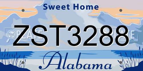 ZST3288 Alabama License Plate
