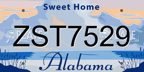 ZST7529 Alabama License Plate