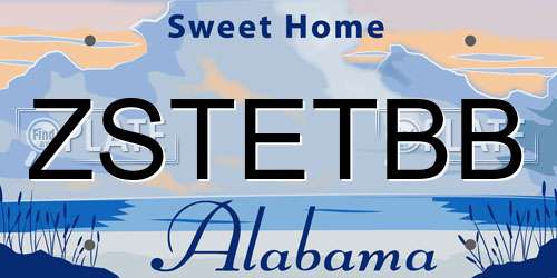 ZSTETBB Alabama License Plate