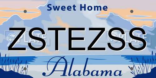 ZSTEZSS Alabama License Plate