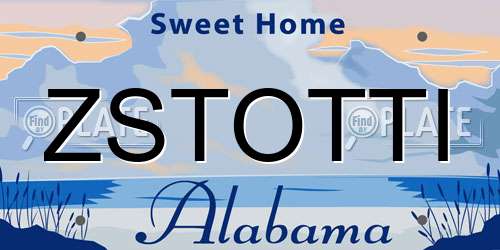 ZSTOTTI Alabama License Plate