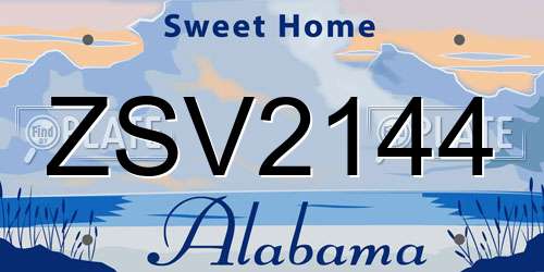 ZSV2144 Alabama License Plate