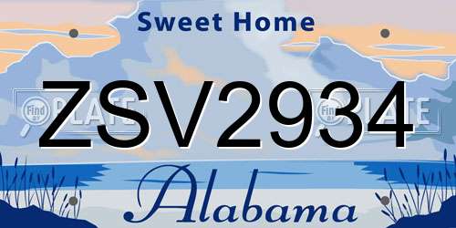 ZSV2934 Alabama License Plate