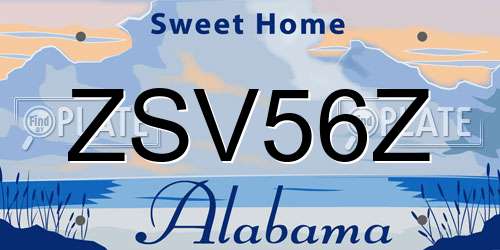 ZSV56Z Alabama License Plate