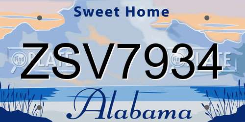 ZSV7934 Alabama License Plate