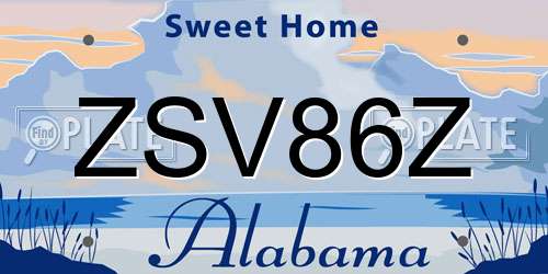ZSV86Z Alabama License Plate