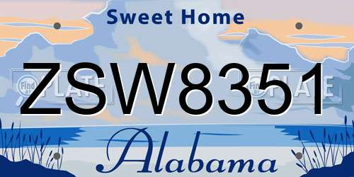 ZSW8351 Alabama License Plate